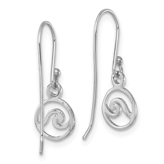 Sterling Silver Rhodium-plated Polished Wave Dangle Earring