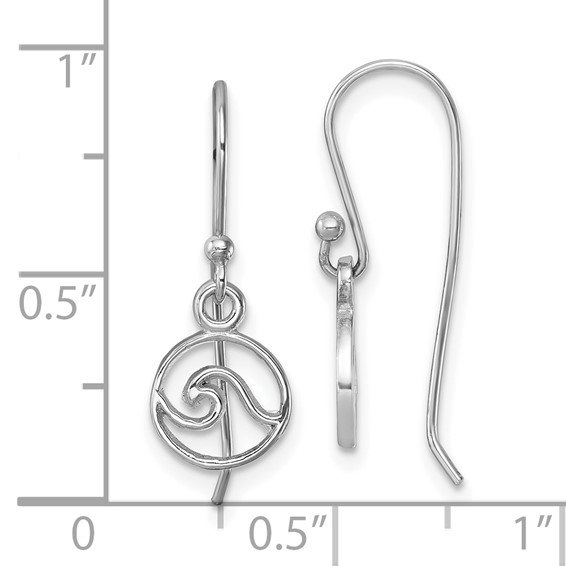 Sterling Silver Rhodium-plated Polished Wave Dangle Earring