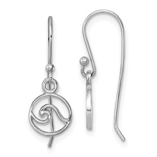 Sterling Silver Rhodium-plated Polished Wave Dangle Earring