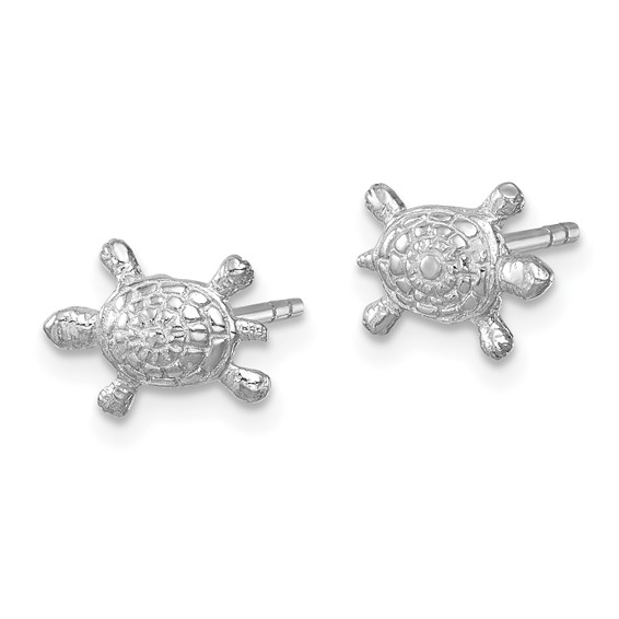 Sterling Silver Rhodium-plated Polished Turtle Post Earrings