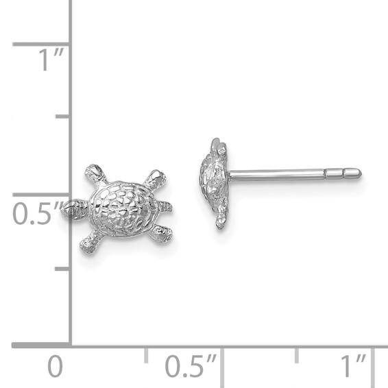 Sterling Silver Rhodium-plated Polished Turtle Post Earrings