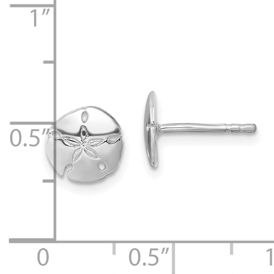 Sterling Silver Rhodium-plated Polished Sand Dollar Post Earring