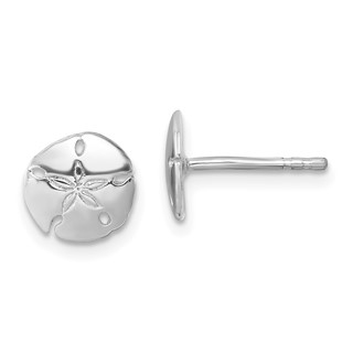 Sterling Silver Rhodium-plated Polished Sand Dollar Post Earring