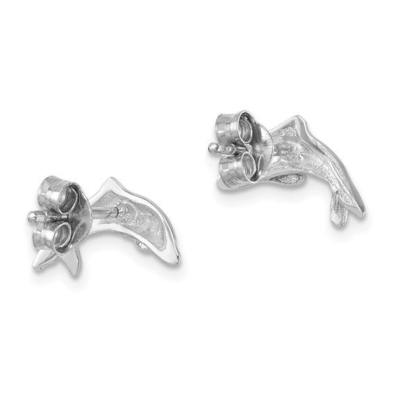 Sterling Silver Rhodium-plated Polished Dolphin Post Earring