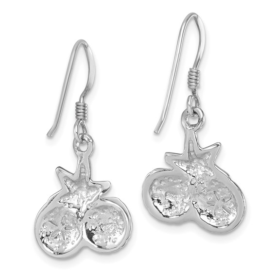 "Sterling Silver Rhodium-plated Polished Starfish, Sand Dollar & Shell Dangle Earring"