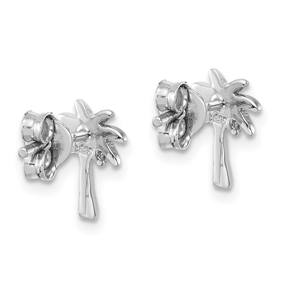 Sterling Silver Rhodium-plated Polished Palm Tree Post Earring