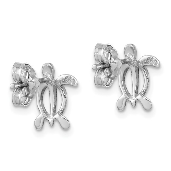 Sterling Silver Rhodium-plated Cut Out Turtle Post Earring