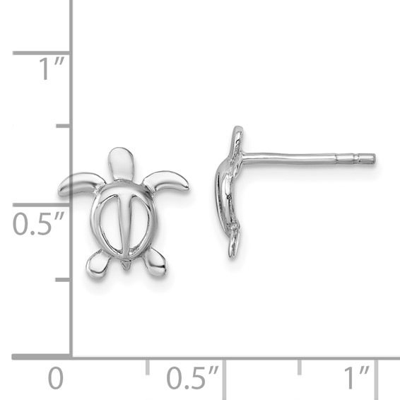 Sterling Silver Rhodium-plated Cut Out Turtle Post Earring