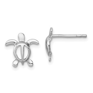 Sterling Silver Rhodium-plated Cut Out Turtle Post Earring