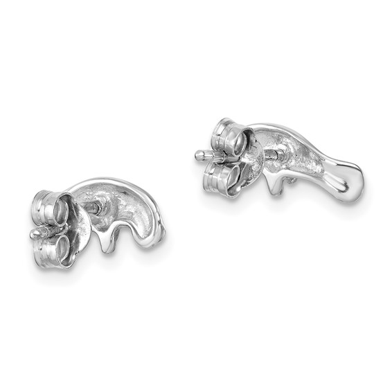 Sterling Silver Rhodium-plated Polished Manatee Post Earring