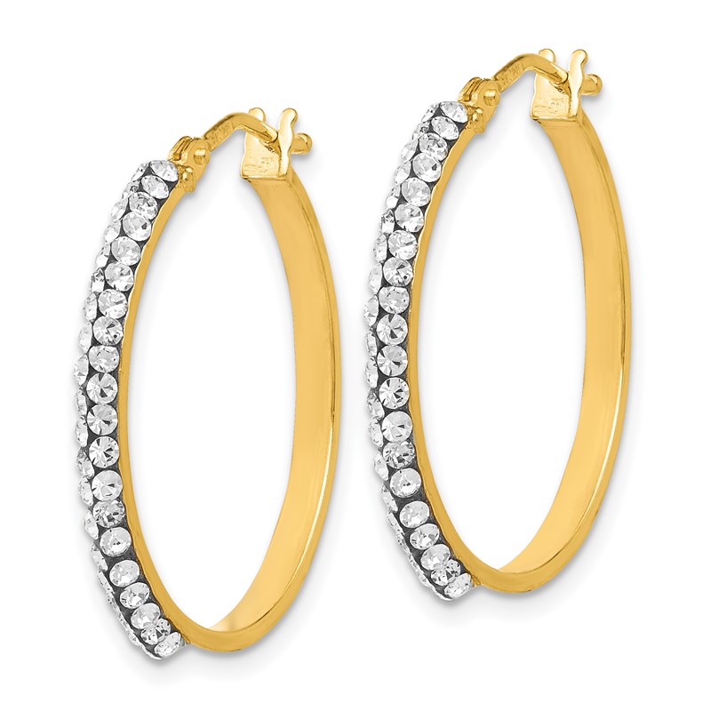 14K Crystals Polished Hoop Earrings