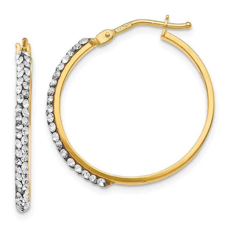 14K Crystals Polished Hoop Earrings