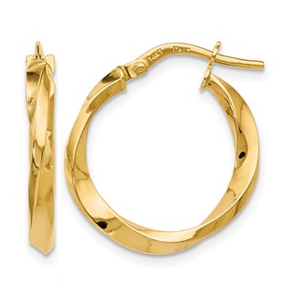 Leslie's Gold Polished and Twisted Hoop Earrings