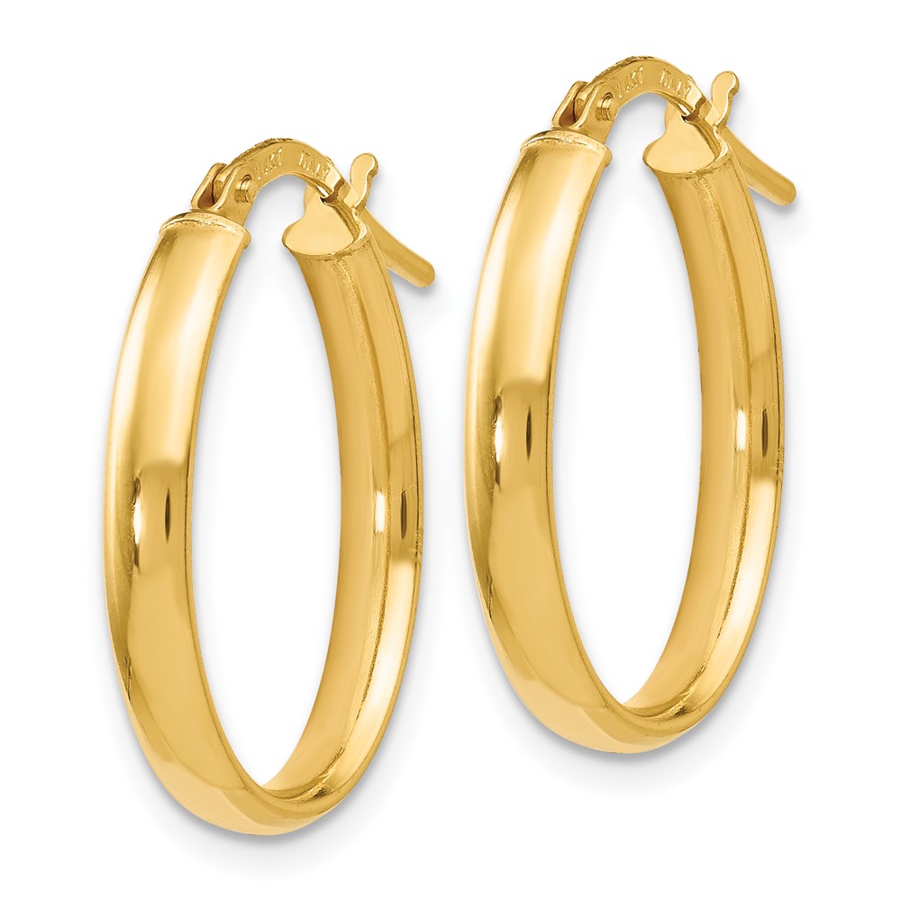14k 14kt Yellow Gold Polished Oval Hoop Earrings 22 mm X 16 mm | eBay