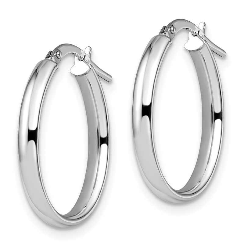 14K White Gold Polished Oval Hoop Earrings