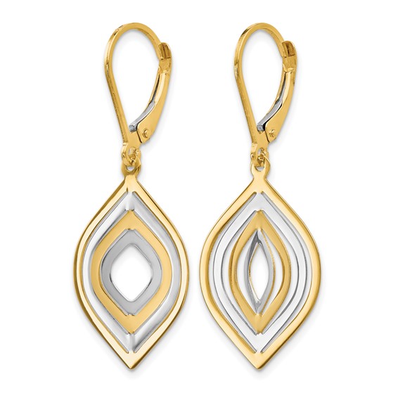Leslie's 14K with Rhodium Polished Leverback Earrings