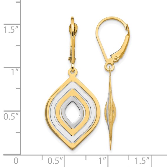 Leslie's 14K with Rhodium Polished Leverback Earrings