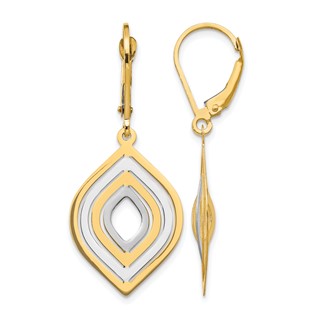 Leslie's 14K with Rhodium Polished Leverback Earrings