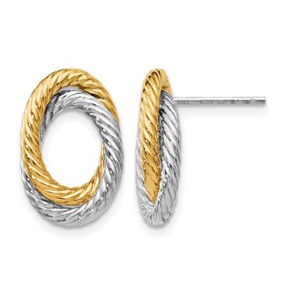 Leslie's 14K w/ White Rhodium Fancy Twisted Oval Post Earrings