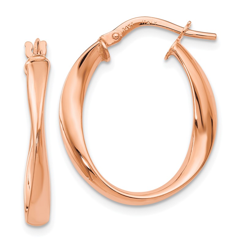 14K with Rose Gold Plating Polished Hoop Earrings