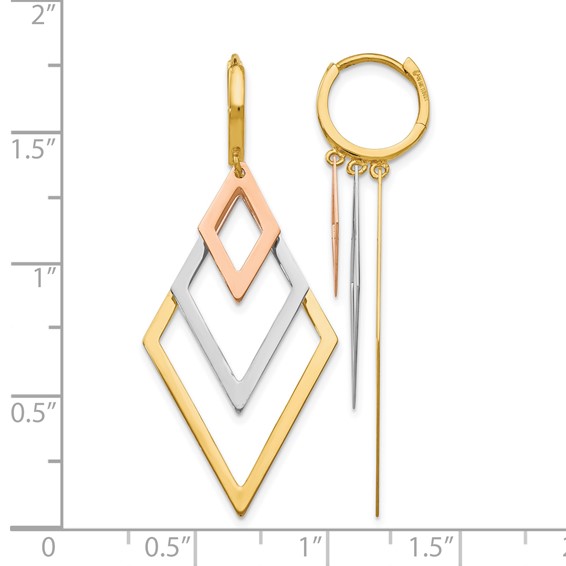 Leslie's 14K Tri-Color Dangle Hoop Earrings