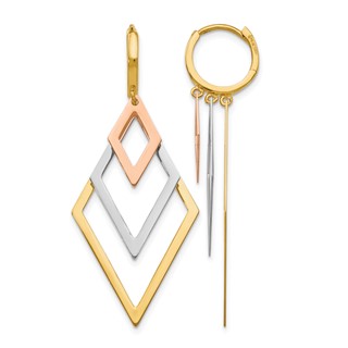 Leslie's 14K Tri-Color Dangle Hoop Earrings