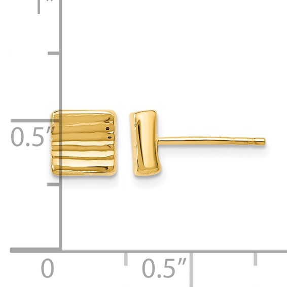 Leslie's Gold Polished and Grooved Square Post Earrings