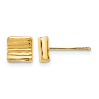 Leslie's Gold Polished and Grooved Square Post Earrings