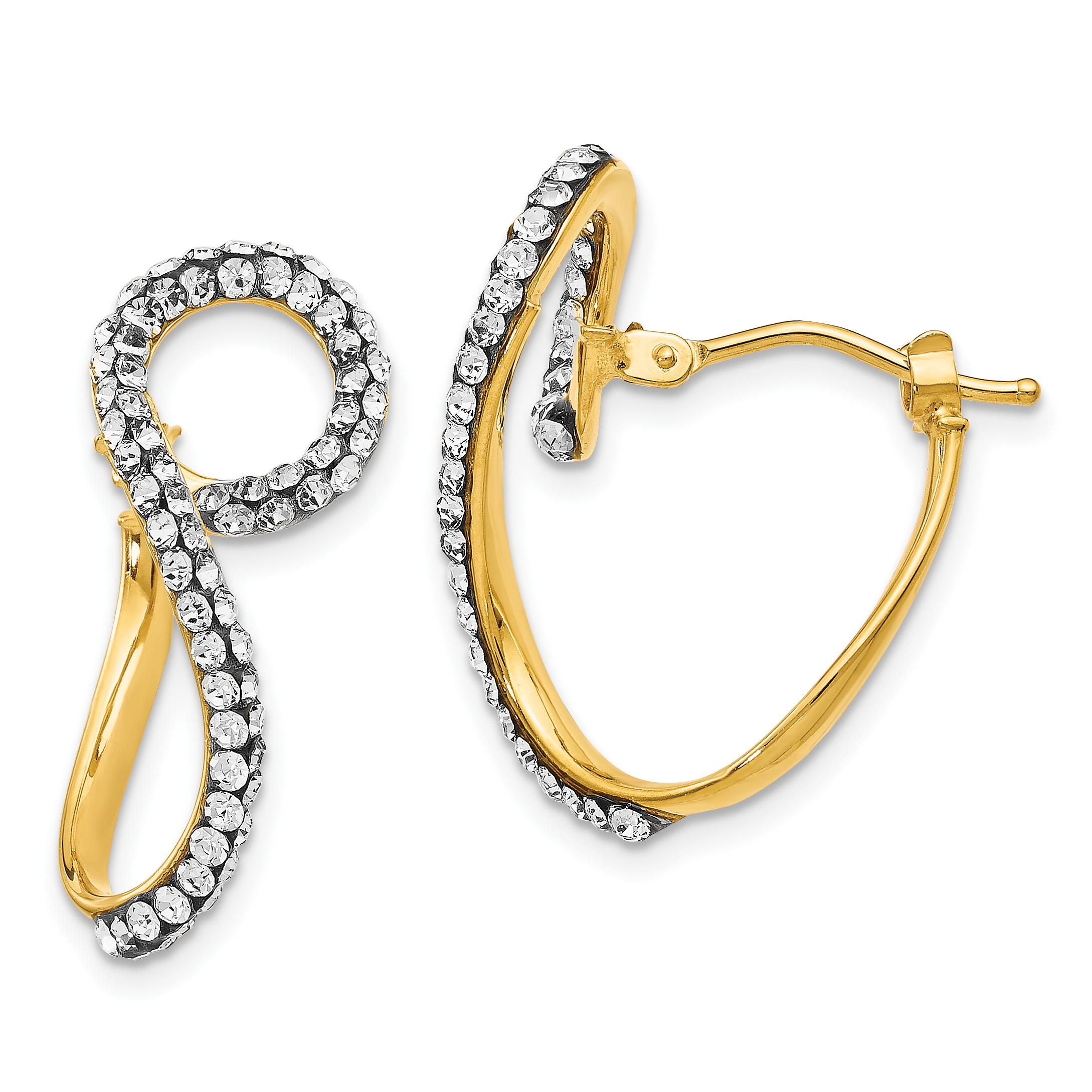Leslie S 14k Swarovski Elements Twisted Hoop Earrings