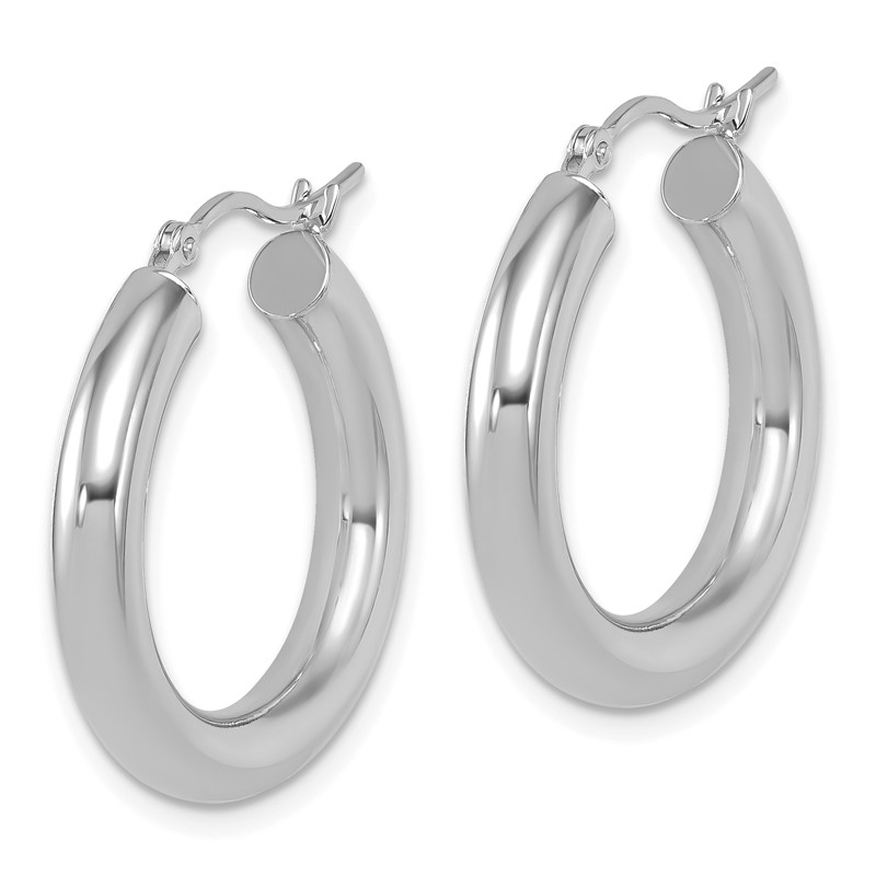 14K White Gold Polished Lightweight Hoop Earrings