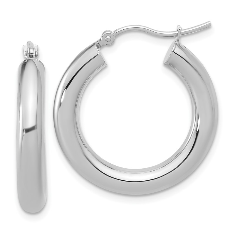 14K White Gold Polished Lightweight Hoop Earrings