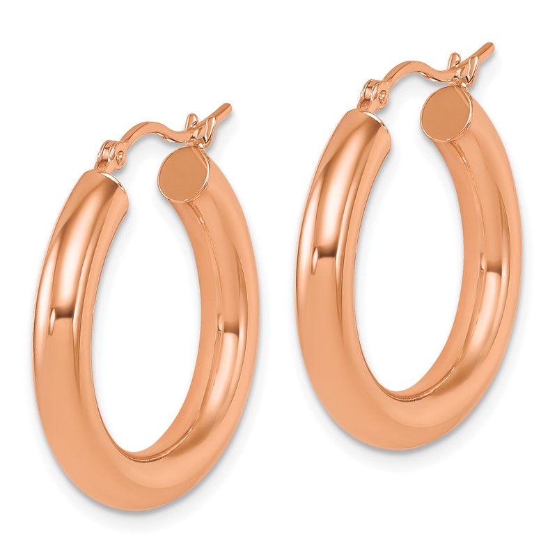 14k Rose Gold Polished 4mm Polished Hoop Earrings