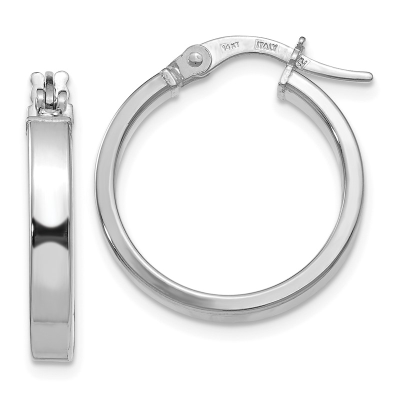 14K White Gold Polished Hoop Earrings
