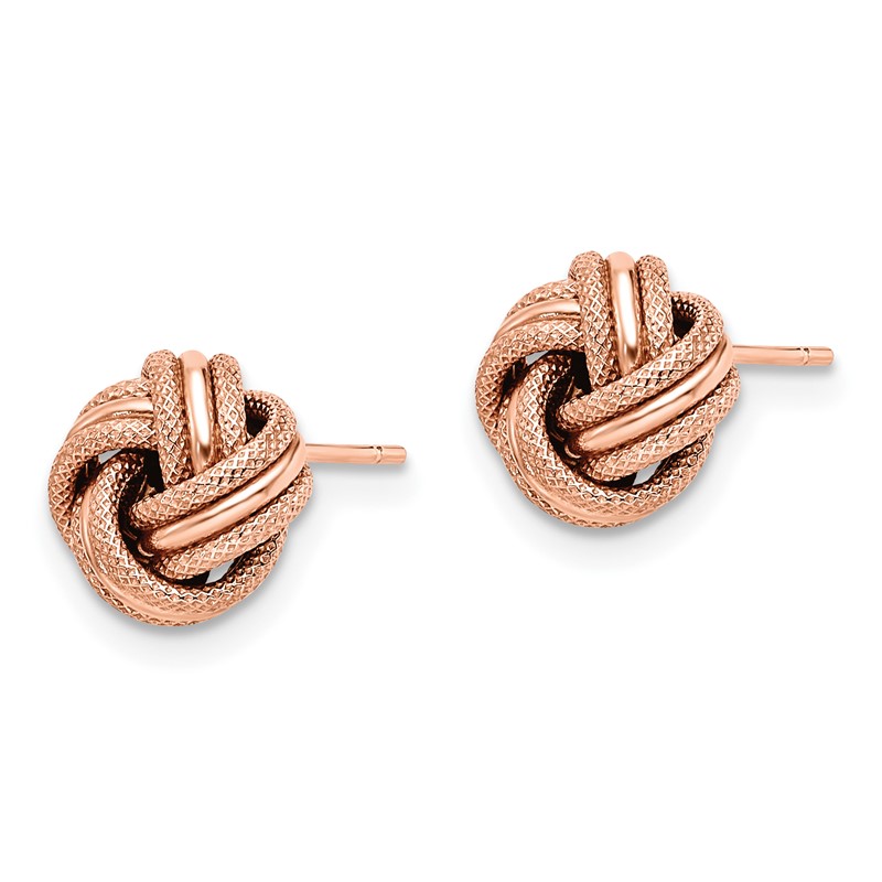 14K with Rose Gold Plating Knot Polished D/C Post Earrings