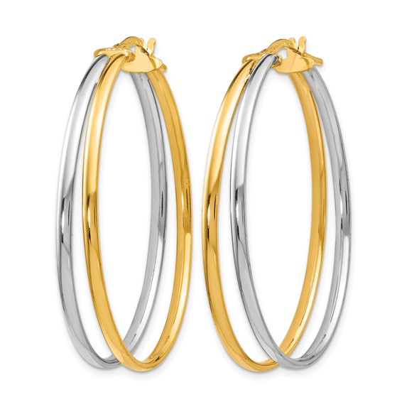 Leslie's 14K with Rhodium Polished Hoop Earrings