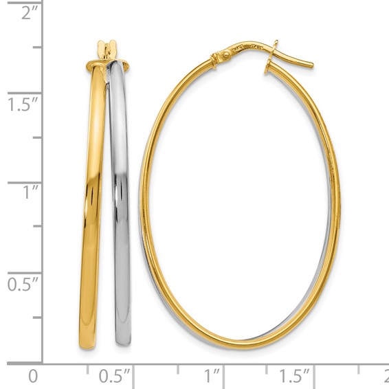 Leslie's 14K with Rhodium Polished Hoop Earrings