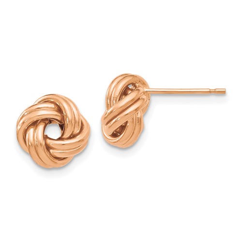 14K w/ Rose Gold Plating Polished Love Knot Post Earrings