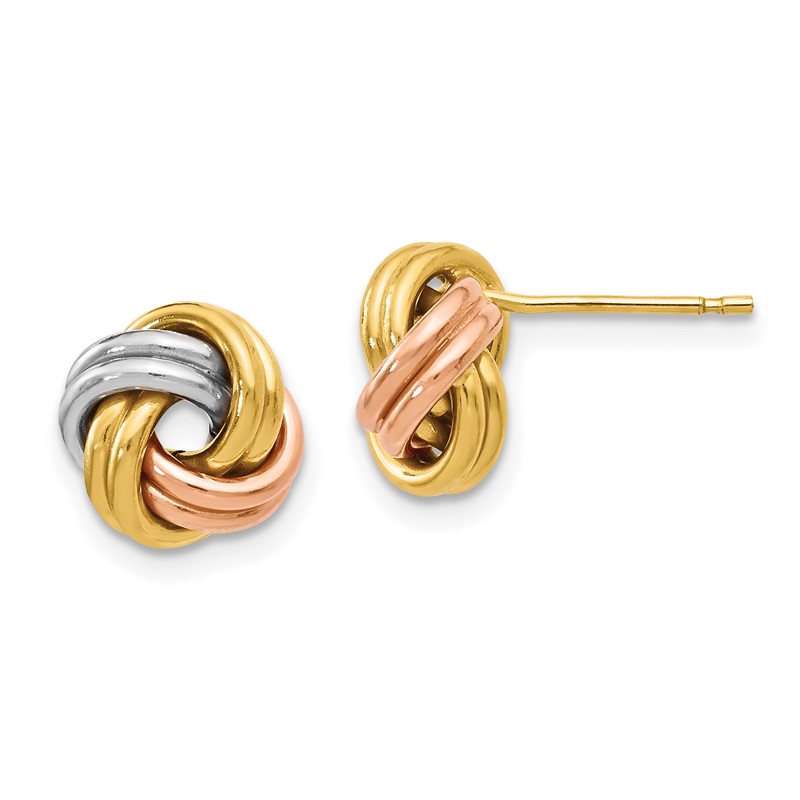 14K with White Rhodium and Rose Gold Plating Polished Love Knot Post Earrings