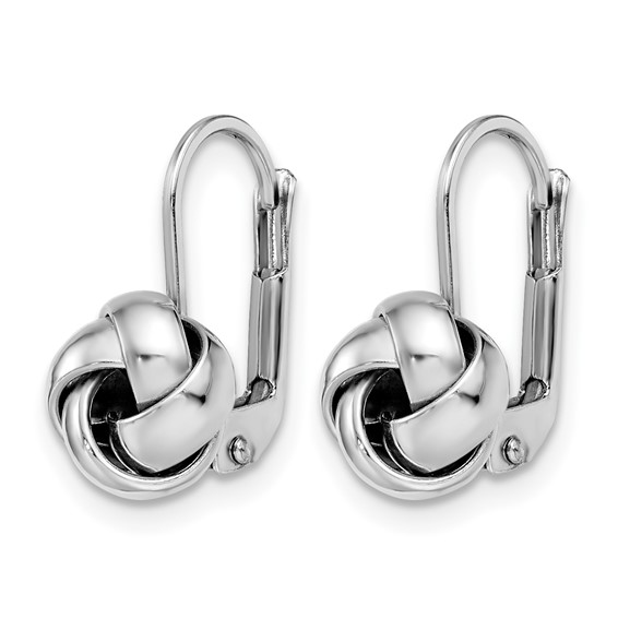 Leslie's 14K w/ White Rhodium Plating Polished Love Knot Leverback Earrings