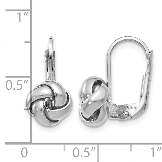 Leslie's 14K w/ White Rhodium Plating Polished Love Knot Leverback Earrings