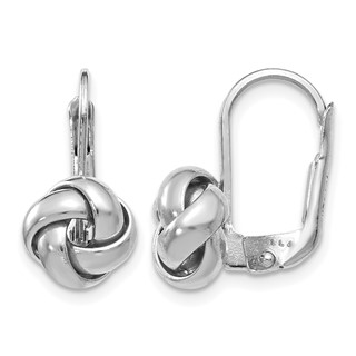 Leslie's 14K w/ White Rhodium Plating Polished Love Knot Leverback Earrings