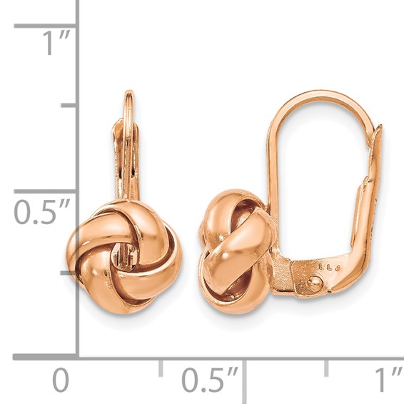 Leslie's 14K & Rose Gold Plated Polished Love Knot Leverback Earrings