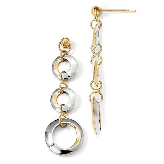 Leslie's 14K Two-tone Polished Circle Reversible Post Earrings