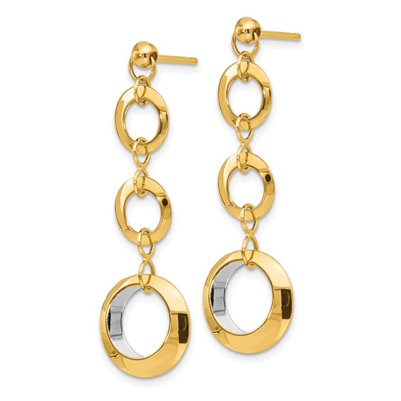 Leslie's 14K Two-tone Polished Circle Reversible Post Earrings