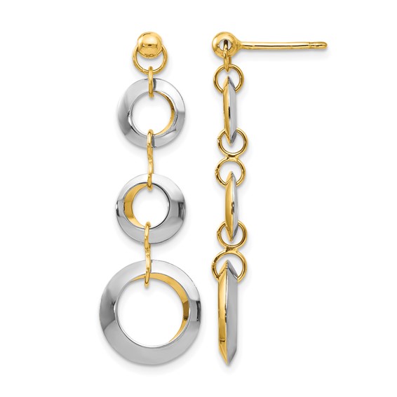 Leslie's 14K Two-tone Polished Circle Reversible Post Earrings