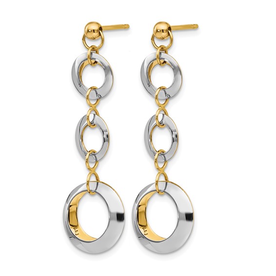 Leslie's 14K Two-tone Polished Circle Reversible Post Earrings
