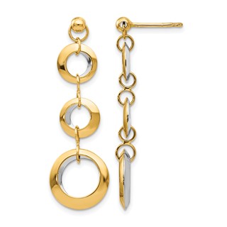 Leslie's 14K Two-tone Polished Circle Reversible Post Earrings