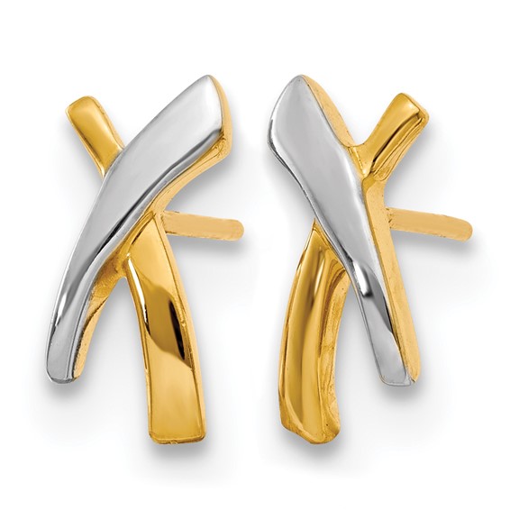 Leslie's 14K w/Rhodium X Post Earrings