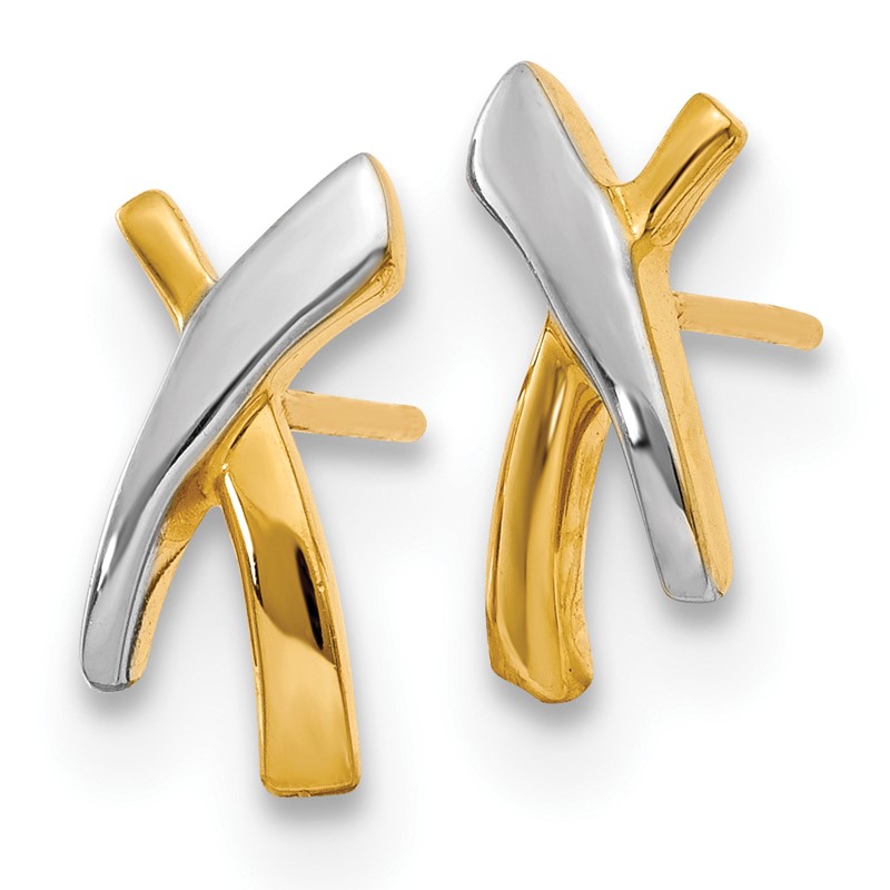 14K w/Rhodium X Post Earrings