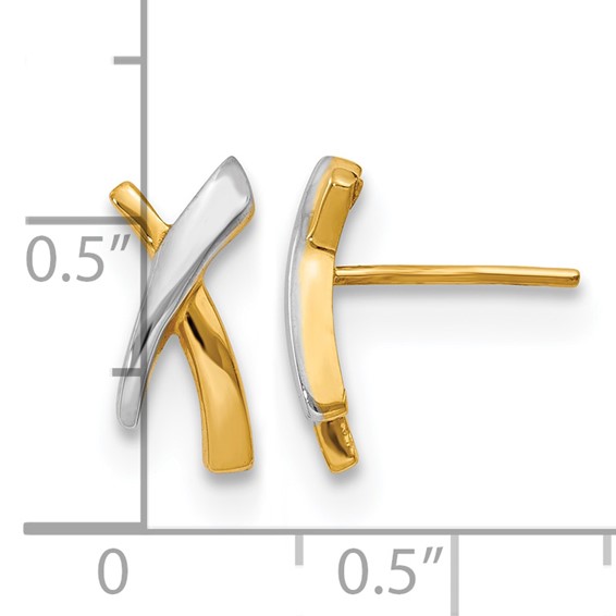 Leslie's 14K w/Rhodium X Post Earrings